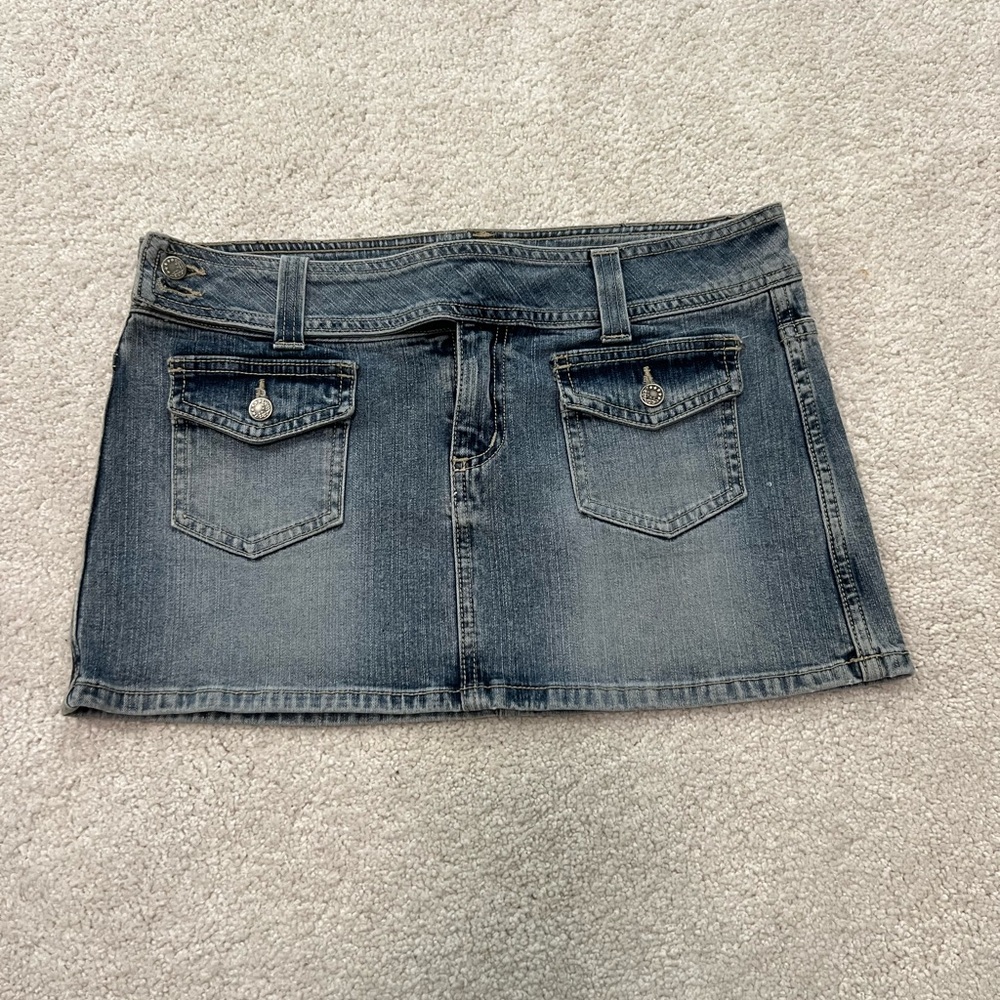 Forever 21 Washed Denim Mini Skirt - Blue